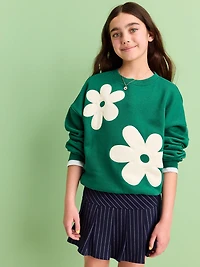 Oversized Graphic Tunic Sweatshirt for Girls