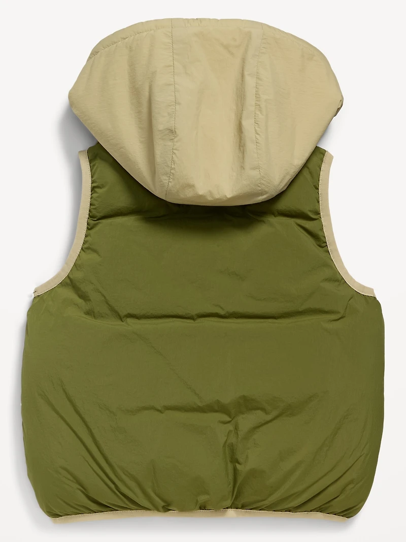 Water-Resistant Frost-Free Hooded Puffer Vest for Toddler Boys
