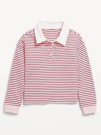 Long-Sleeve Cropped Polo Top for Toddler Girls