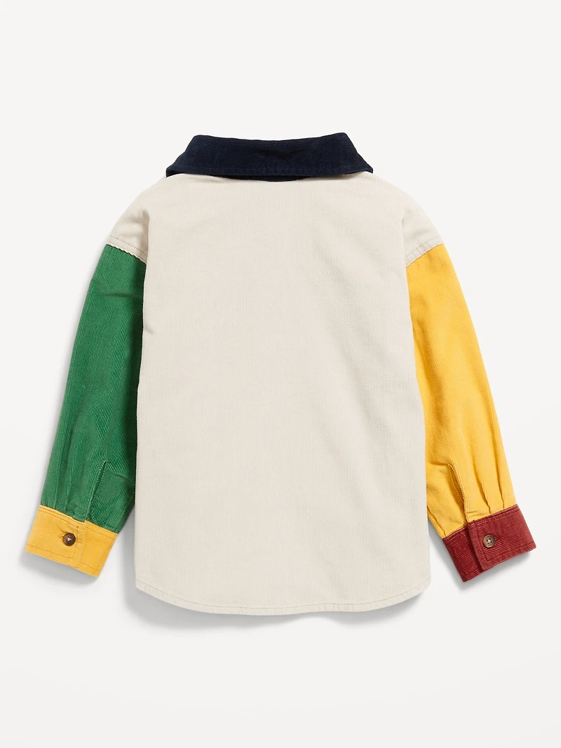 Long-Sleeve Color-Block Pocket Shirt for Toddler Boys