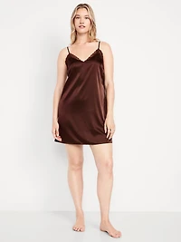 Lace-Trim Satin Nightgown