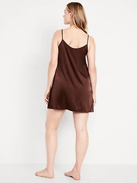 Lace-Trim Satin Nightgown