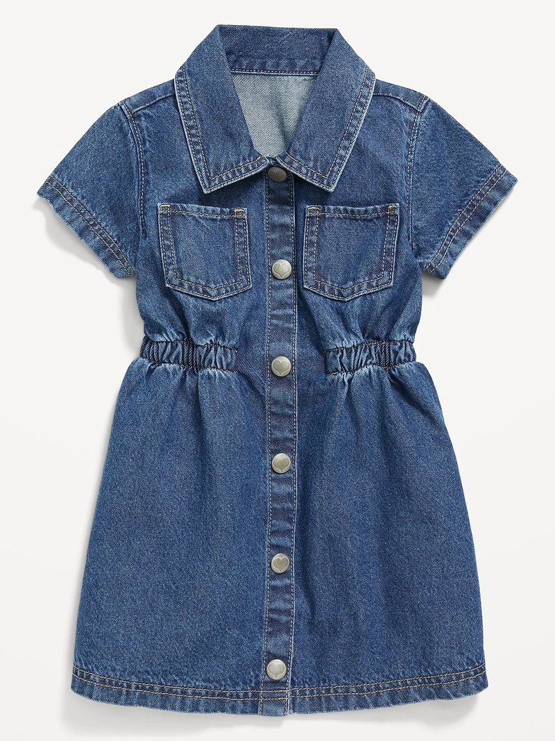 Short-Sleeve Cinched-Waist Dress for Toddler Girls