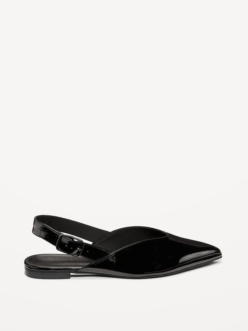 Wide Strap Slingback Flats