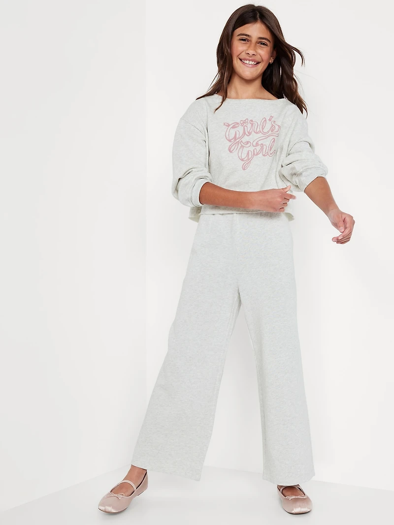 Baggy Fleece Straight-Leg Sweatpants for Girls