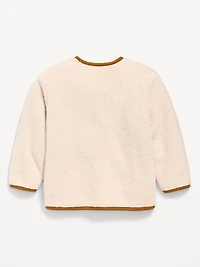 Collarless Zip-Front Sherpa Jacket for Toddler Boys