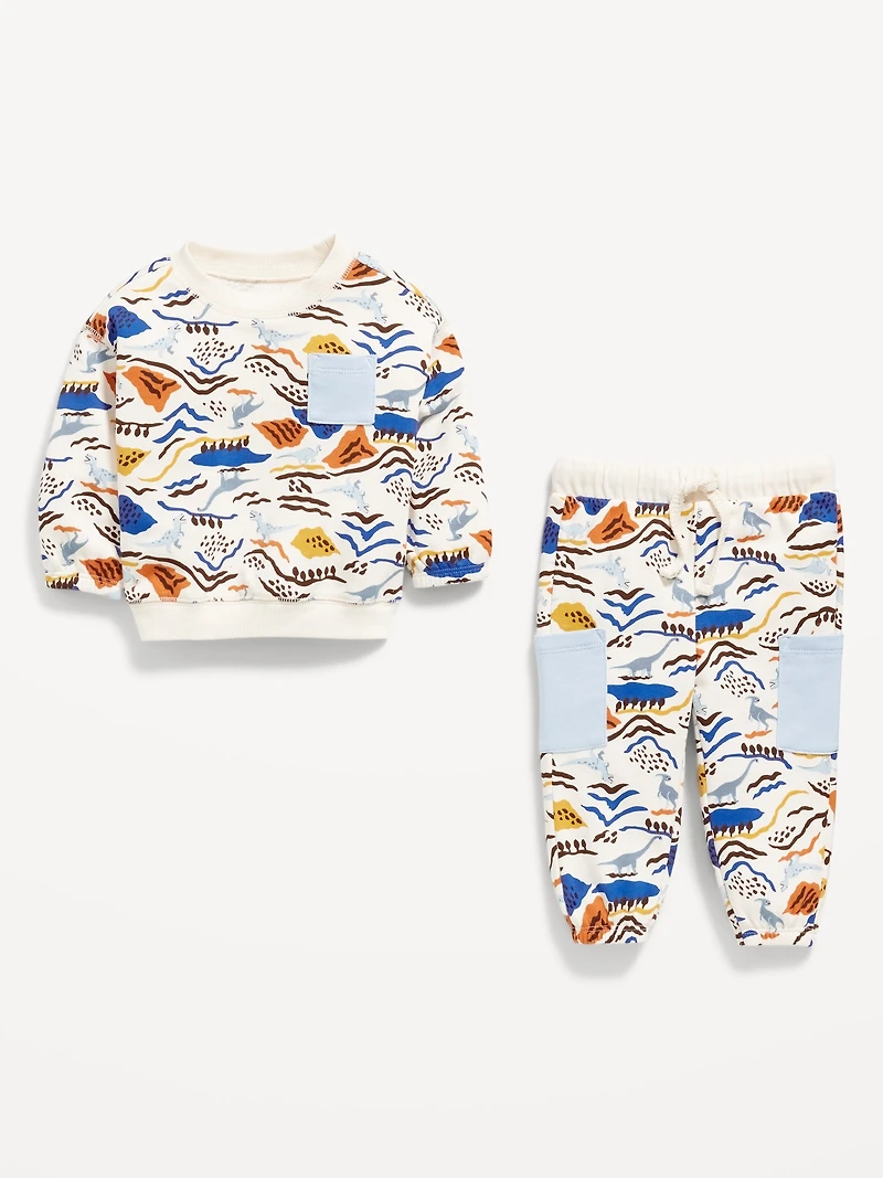 French-Terry Pocket Sweatshirt and Sweatpants Set for Baby