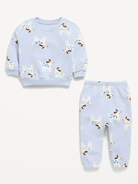 Printed Henley Sweatshirt and Sweatpants Set for Baby