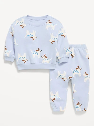 Printed Henley Sweatshirt and Sweatpants Set for Baby