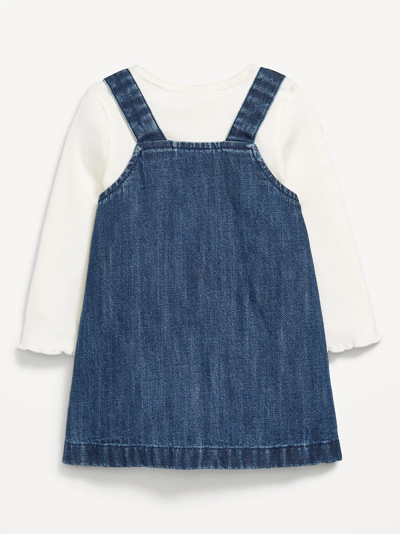 Long-Sleeve Ribbed T-Shirt and Dress Set for Baby