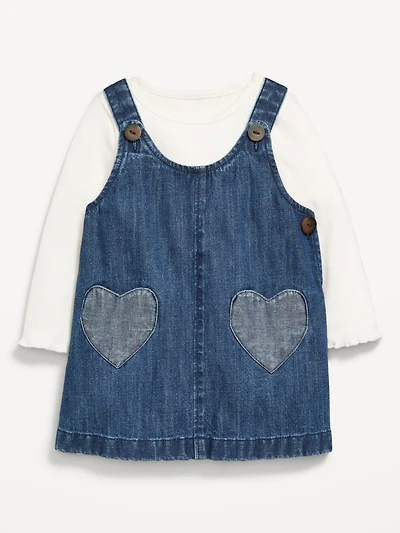 Long-Sleeve Ribbed T-Shirt and Dress Set for Baby