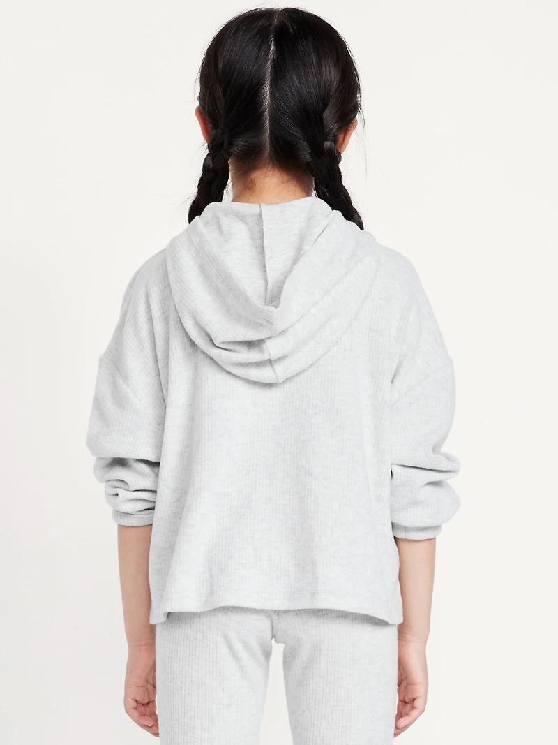 CozePlush Pullover Hoodie and Flare-Leg Pants Set for Girls