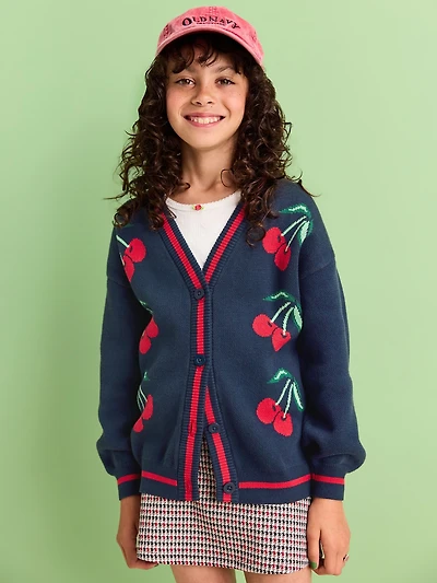 Slouchy Long-Sleeve Cardigan Sweater for Girls