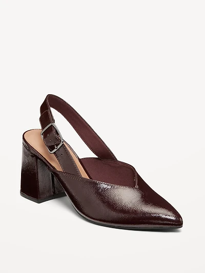 Faux-Leather Slingback Heels for Women