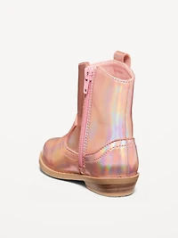 Shiny Side-Zip Western Boots for Toddler Girls