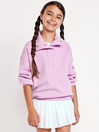 Oversized Snap-Button Sweatshirt for Girls