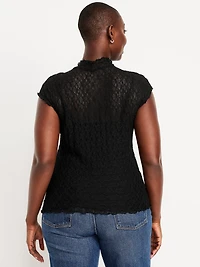 Mock-Neck Lace Top