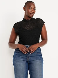 Mock-Neck Lace Top