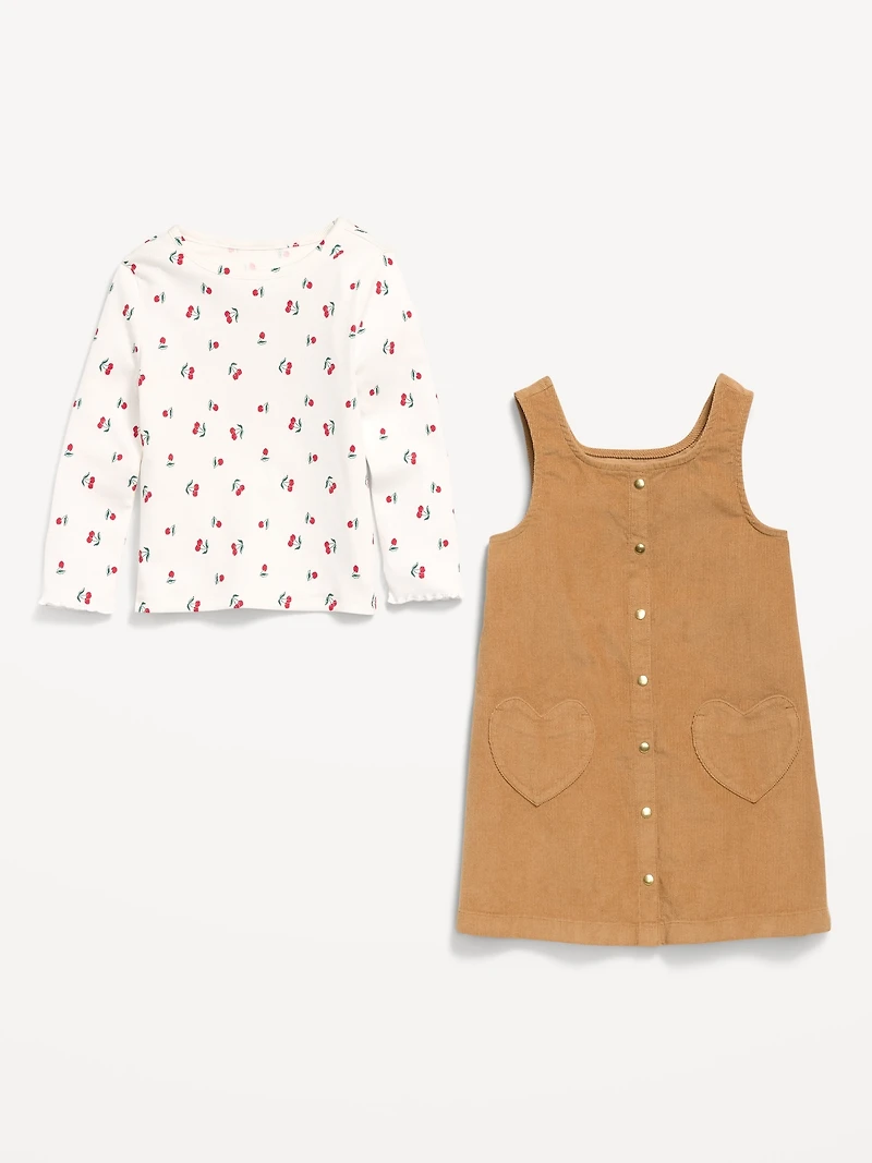Long-Sleeve T-Shirt and Dress Set for Toddler Girls