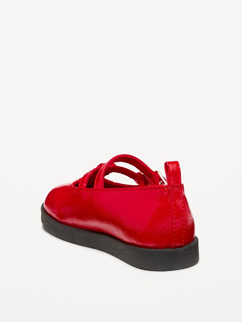 Shiny Faux-Leather Double-Buckle Mary Jane Shoes for Toddler Girls