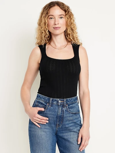 Sleeveless Pointelle Top