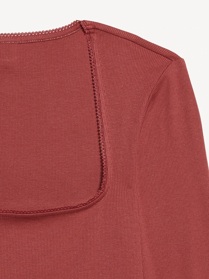 Long-Sleeve Square-Neck Top