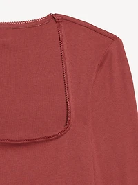 Long-Sleeve Square-Neck Top