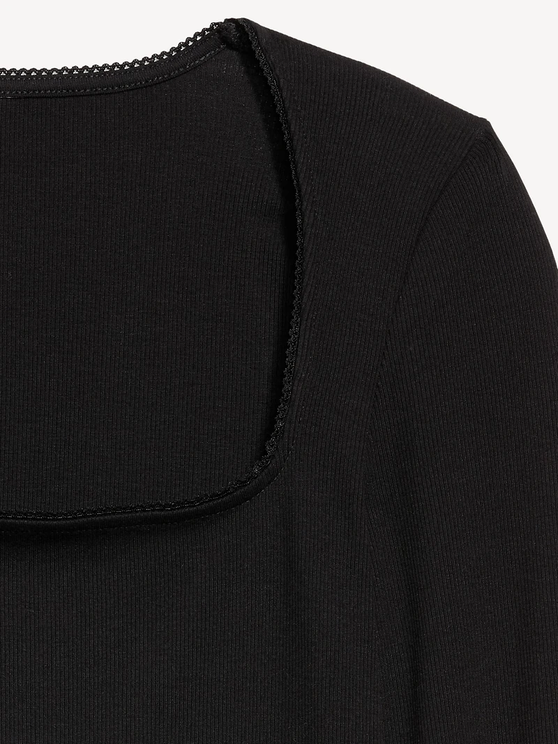 Long-Sleeve Square-Neck Top