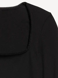 Long-Sleeve Square-Neck Top