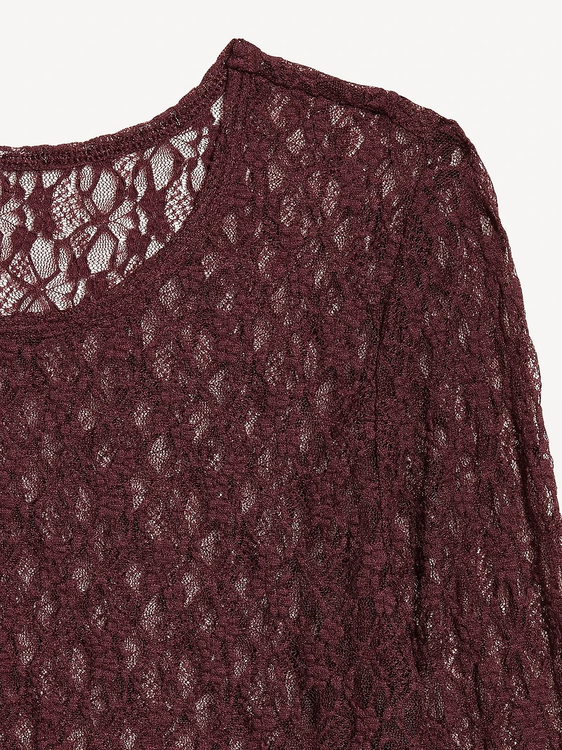 Long-Sleeve Lace Crew-Neck Top