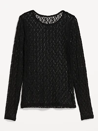 Long-Sleeve Lace Crew-Neck Top