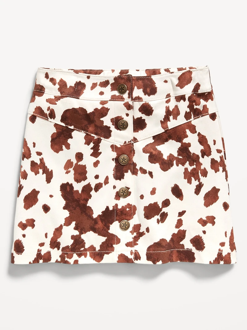 Button-Front Faux-Suede Skirt for Toddler Girls