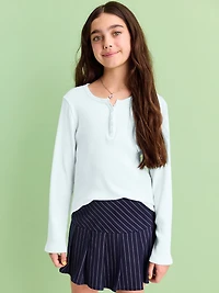 Fitted Long-Sleeve Ribbed Top for Girls