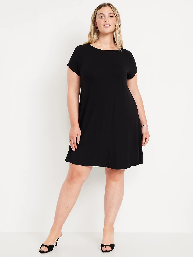 Short-Sleeve Mini Swing Dress