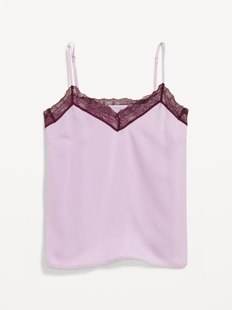 Lace-Trim Satin Cami Top