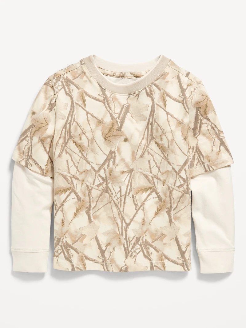 Oversized Long-Sleeve 2-In-1 T-Shirt for Toddler Boys