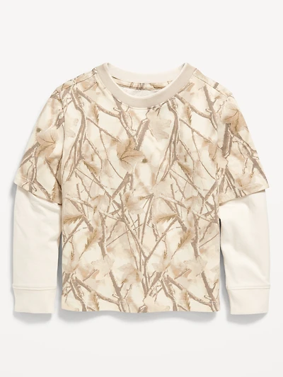 Oversized Long-Sleeve 2-In-1 T-Shirt for Toddler Boys