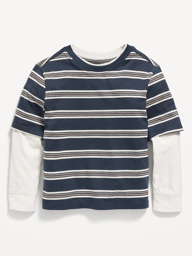 Oversized Long-Sleeve 2-In-1 T-Shirt for Toddler Boys