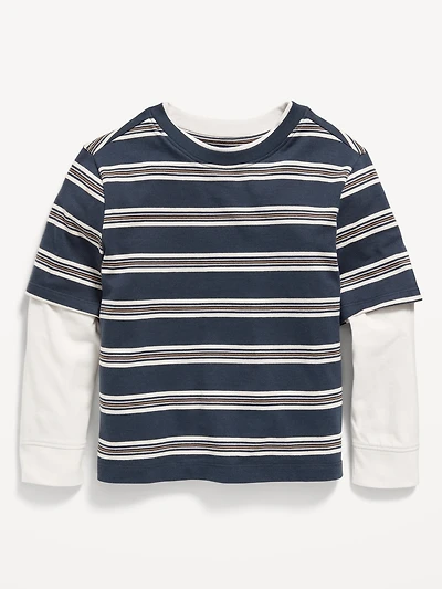 Oversized Long-Sleeve 2-In-1 T-Shirt for Toddler Boys