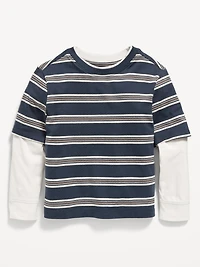 Oversized Long-Sleeve 2-In-1 T-Shirt for Toddler Boys