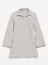 Long-Sleeve Fit and Flare Ribbed Polo Dress for Girls