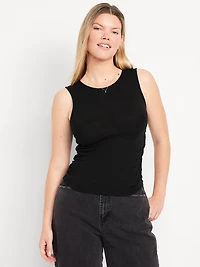 High-Neck Shirred Cropped Top