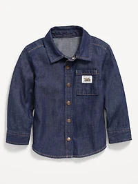 Long-Sleeve Pocket Jean Shirt for Toddler Boys