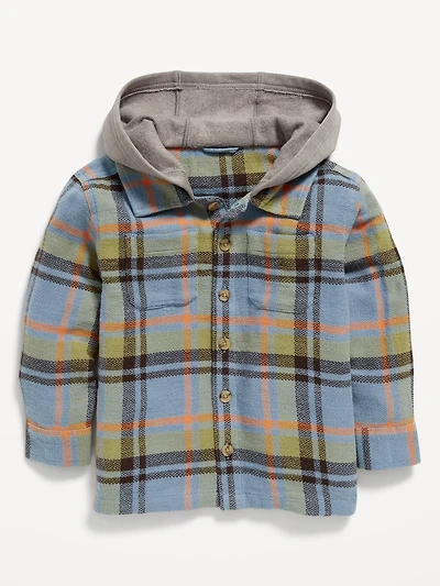 Button-Front Hooded Shirt for Toddler Boys