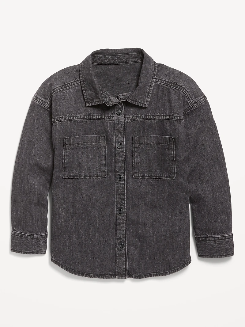 Oversized Pocket Jean Top for Girls