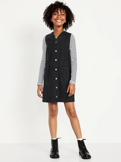Sleeveless Pocket Jean Dress for Girls