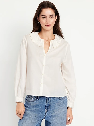 Ruffle Button-Down Shirt