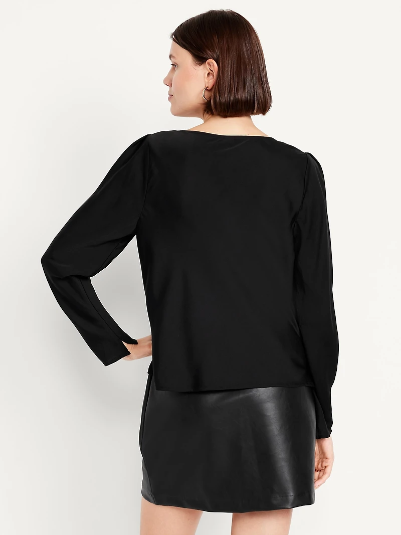 Cowl-Neck Satin Top