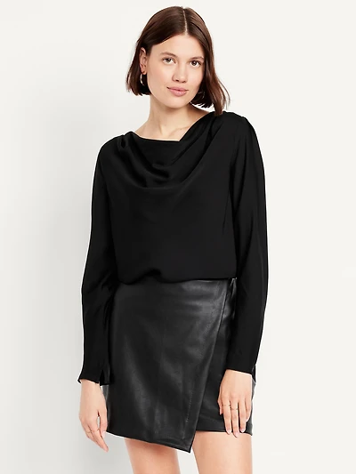 Cowl-Neck Satin Top