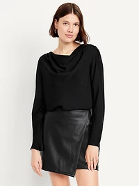Cowl-Neck Satin Top